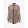 André linen shirt with herringbone motif