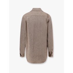 André linen shirt with herringbone motif