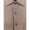 André linen shirt with herringbone motif