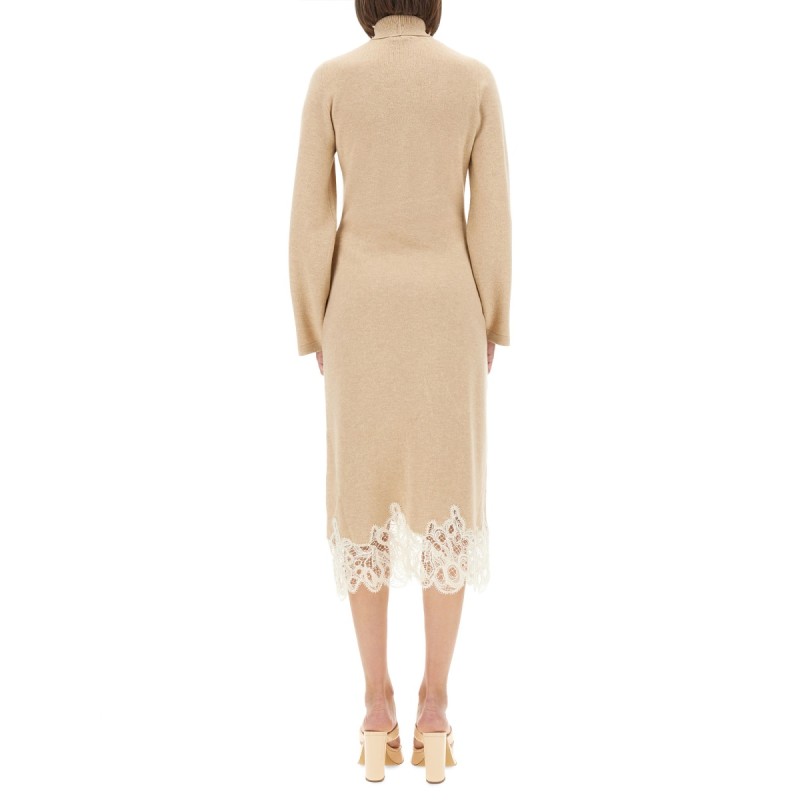 KNIT DRESS WITH LACE HEMLINE