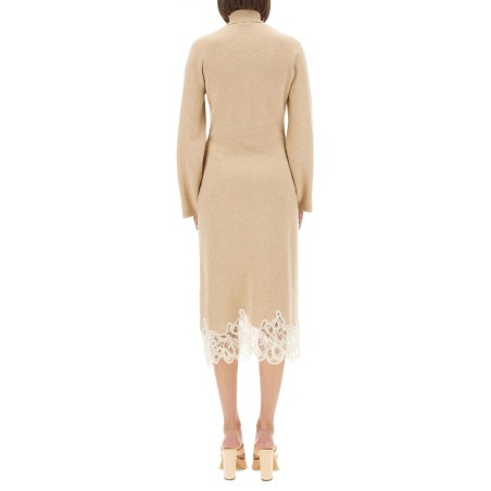 KNIT DRESS WITH LACE HEMLINE