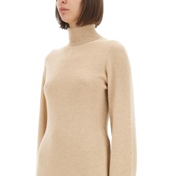 KNIT DRESS WITH LACE HEMLINE