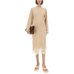 KNIT DRESS WITH LACE HEMLINE