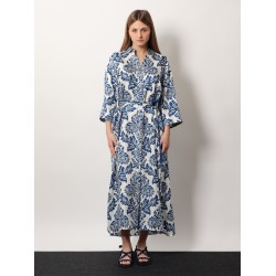 Camelia printed silk long chemisier dress