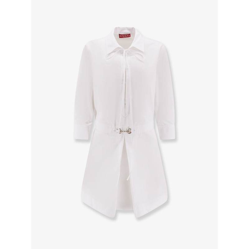 Cotton short dress with Horsebit detail