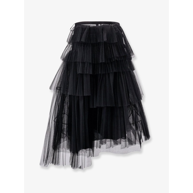 Pleated tulle midi skirt