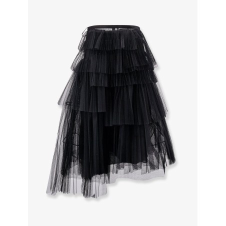 Pleated tulle midi skirt