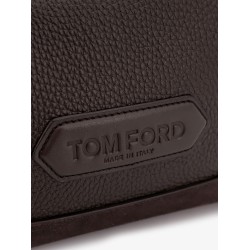 Suede and leather clutch