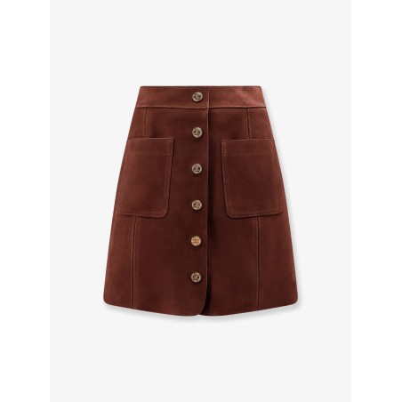 Suede skirt with Triomphe buttons
