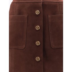 Suede skirt with Triomphe buttons