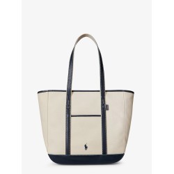 Canvas shoulder bag with leather profiles