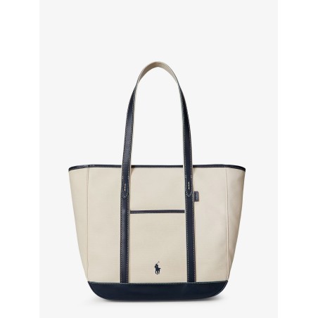 Canvas shoulder bag with leather profiles