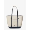 Canvas shoulder bag with leather profiles