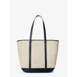 Canvas shoulder bag with leather profiles