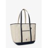 Canvas shoulder bag with leather profiles