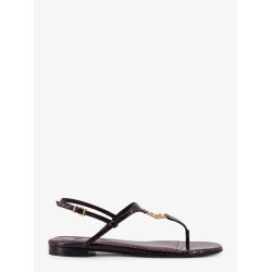 Fold leather sandals with reptile effect