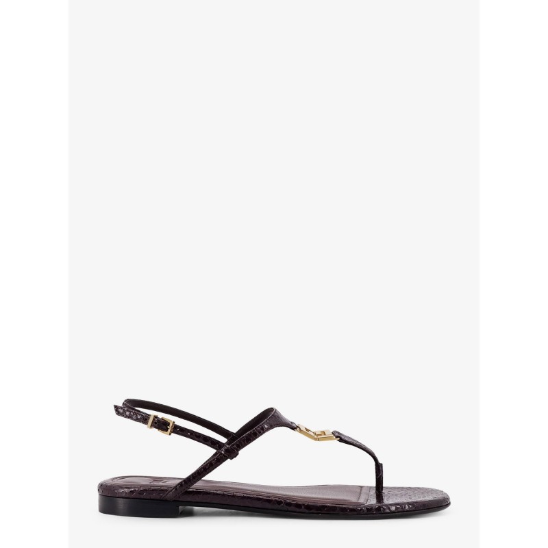Fold leather sandals with reptile effect