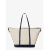 Canvas travel bag with leather profiles
