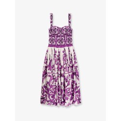 Cotton midi dress with Maiolica print