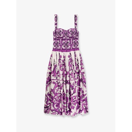 Cotton midi dress with Maiolica print