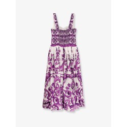 Cotton midi dress with Maiolica print