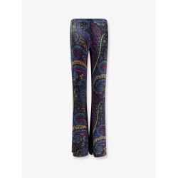 Chenille trousers with multicolor print