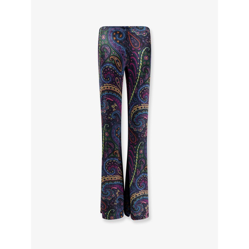 Chenille trousers with multicolor print