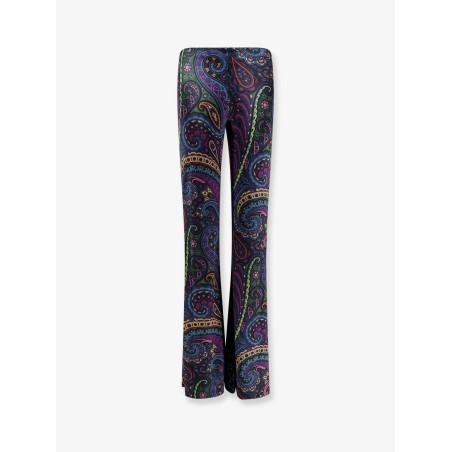 Chenille trousers with multicolor print