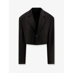 Single breasted cut off viscose and wool blazer