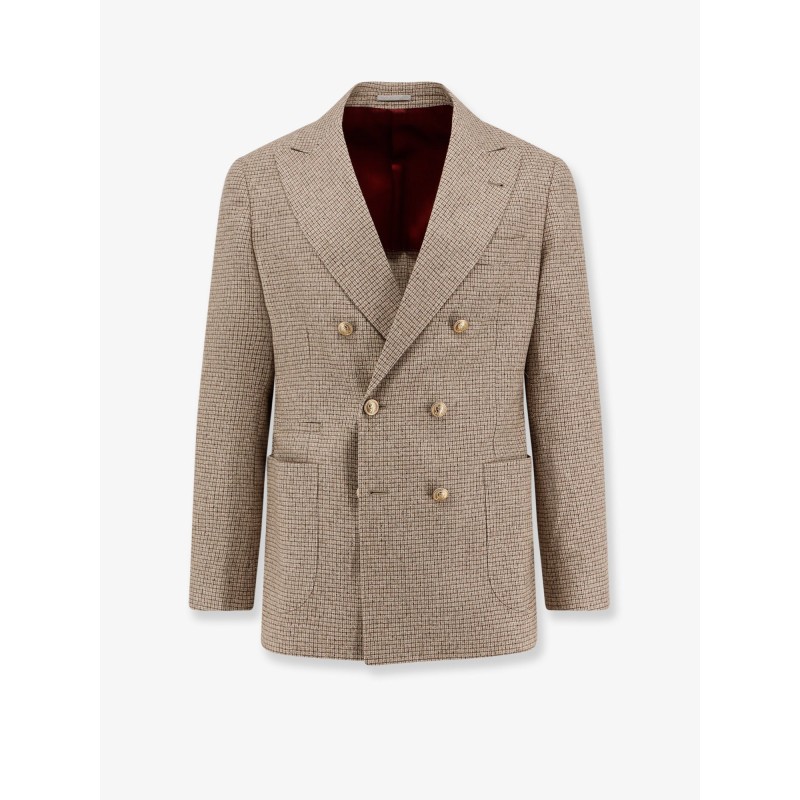 Silk, wool and cashmere double-breasted blazer