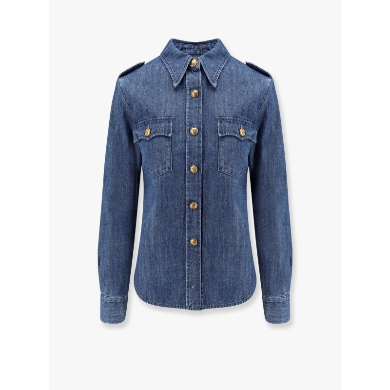 Denim shirt with vlogo buttons