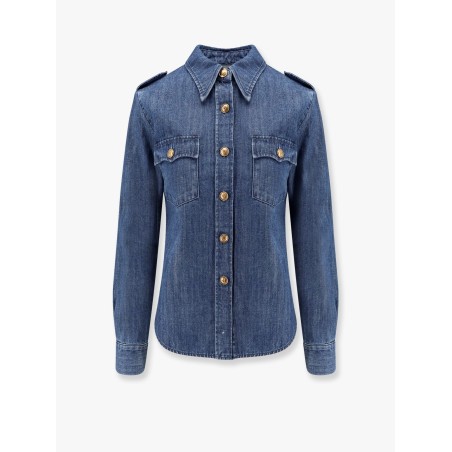 Denim shirt with vlogo buttons