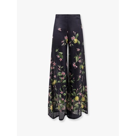 Frangipane rayon  trouser with multicolor print