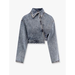 Spiral stone-washed denim jacket