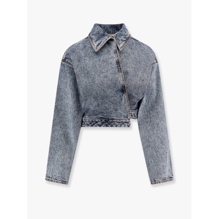 Spiral stone-washed denim jacket