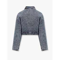 Spiral stone-washed denim jacket