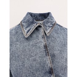 Spiral stone-washed denim jacket
