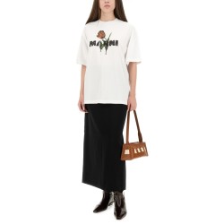 WHITE COTTON T-SHIRT WITH TULIP PRINT