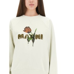 WHITE COTTON SWEATSHIRT WITH TULIP PRINT