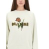 WHITE COTTON SWEATSHIRT WITH TULIP PRINT