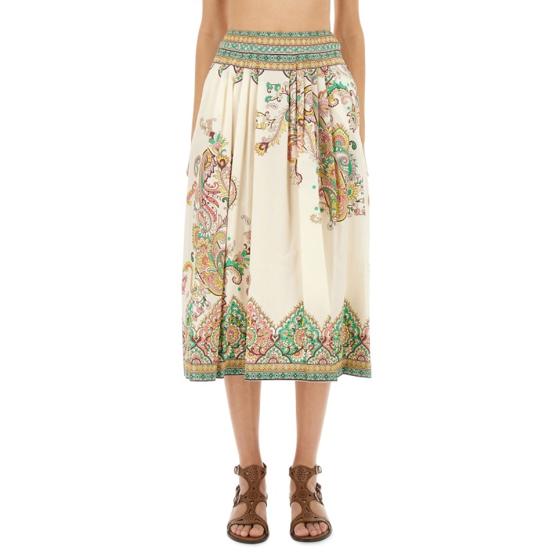 PAISLEY PRINT MIDI SKIRT