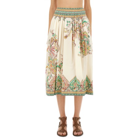 PAISLEY PRINT MIDI SKIRT
