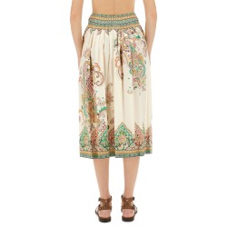 PAISLEY PRINT MIDI SKIRT