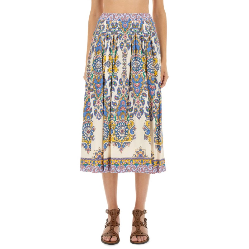 PAISLEY PRINT MIDI SKIRT