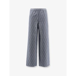 Cotton and linen trousers with all-over FF motif