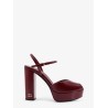 Patent leather sandals with heel and wedge