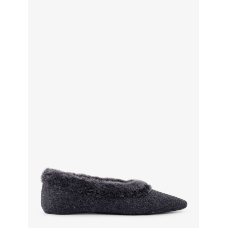 Shearling edge wool ballerinas