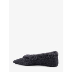 Shearling edge wool ballerinas
