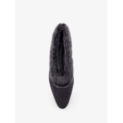 Shearling edge wool ballerinas
