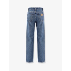 Straight leg jeans with reverse pockets